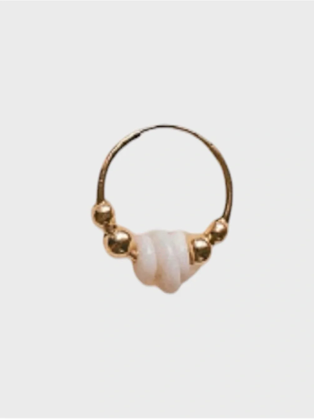 Puka Perri Gold Hoop Earrings with Cream Puka Accents